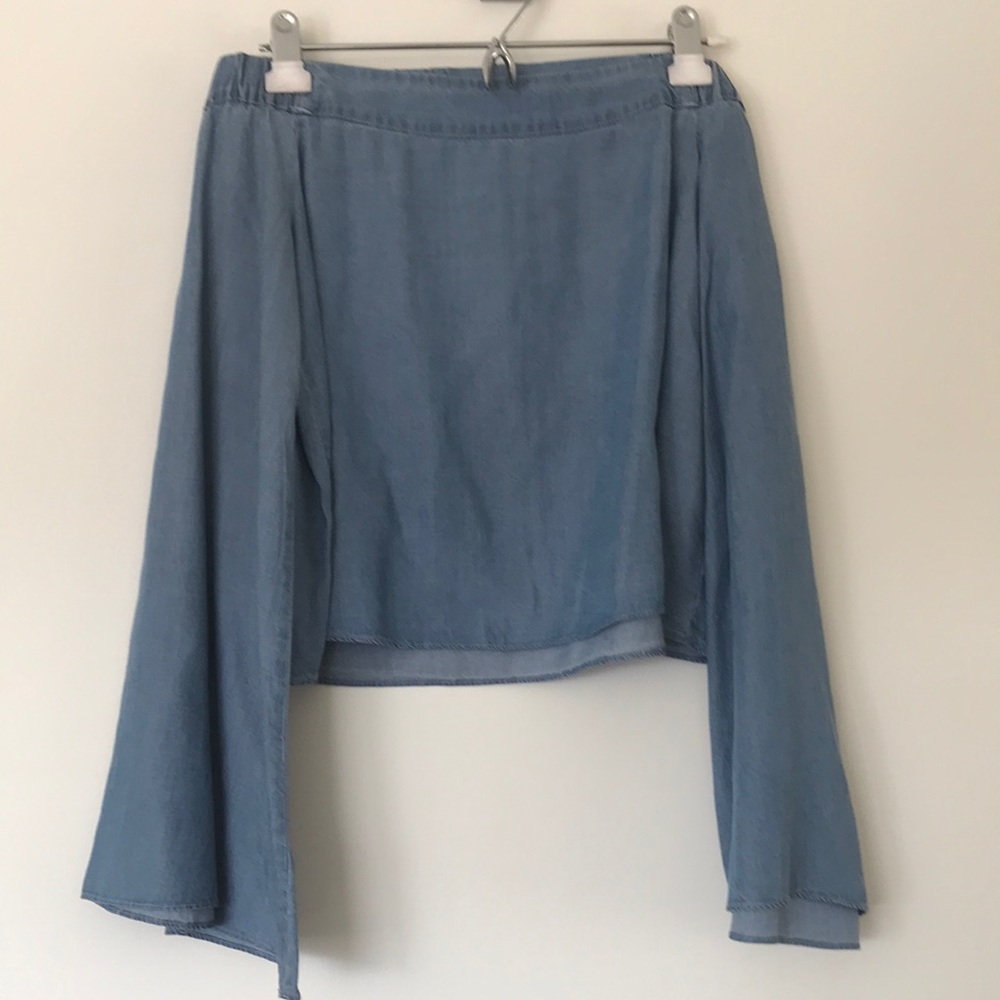 Chambray off-shoulder top